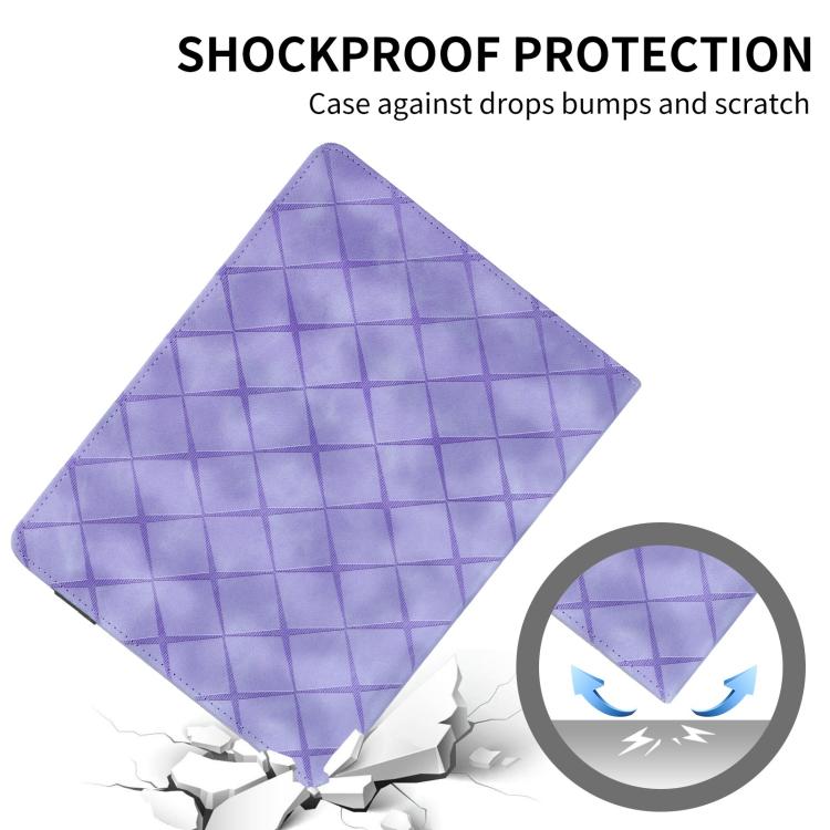 For iPad 11th 2025 / 10th 2022 Rhombus Embossed Leather Smart Tablet Case(Purple) - iPad 2025 / 2022 Cases by buy2fix | Online Shopping UK | buy2fix