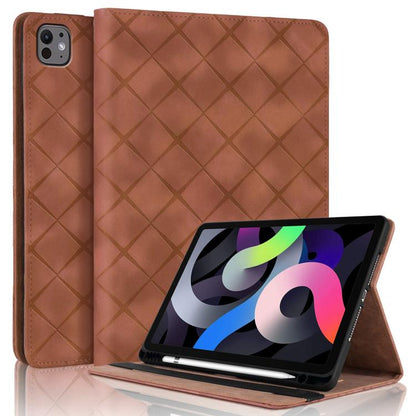 For iPad Air 11 2025 / 2024 Rhombus Embossed Leather Smart Tablet Case(Brown) - iPad Air 11 2025 / 2024 Cases by buy2fix | Online Shopping UK | buy2fix