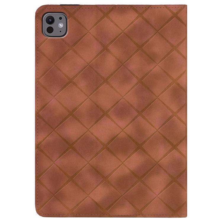 For iPad Air 11 2025 / 2024 Rhombus Embossed Leather Smart Tablet Case(Brown) - iPad Air 11 2025 / 2024 Cases by buy2fix | Online Shopping UK | buy2fix