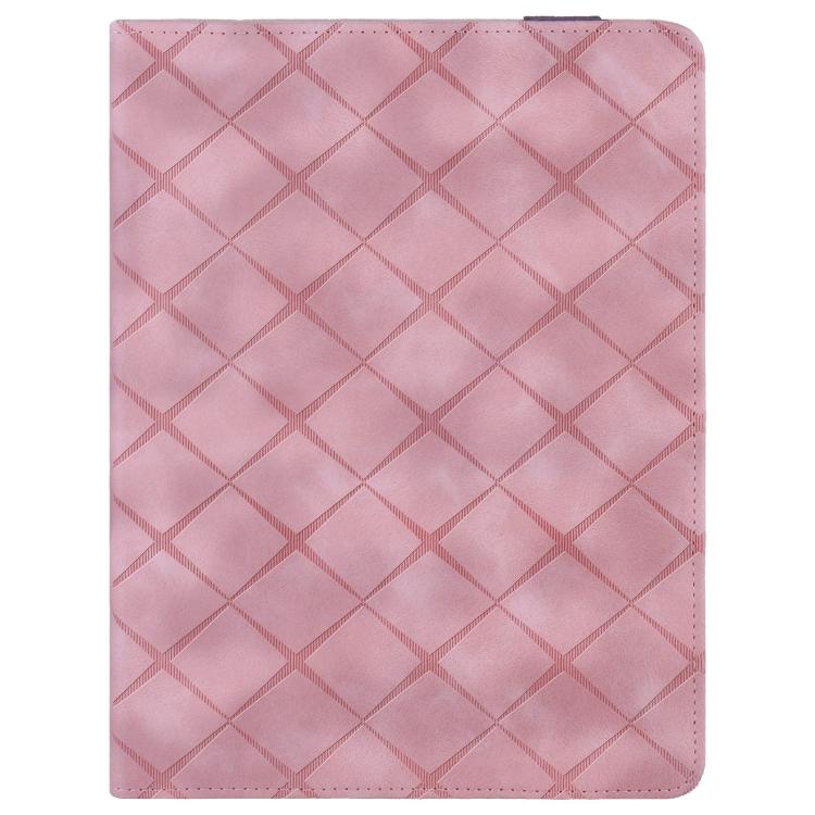 For iPad Air 13 2025 / 2024 / Pro 12.9 Rhombus Embossed Leather Smart Tablet Case(Pink) - iPad Air 13 2025 / 2024 Cases by buy2fix | Online Shopping UK | buy2fix