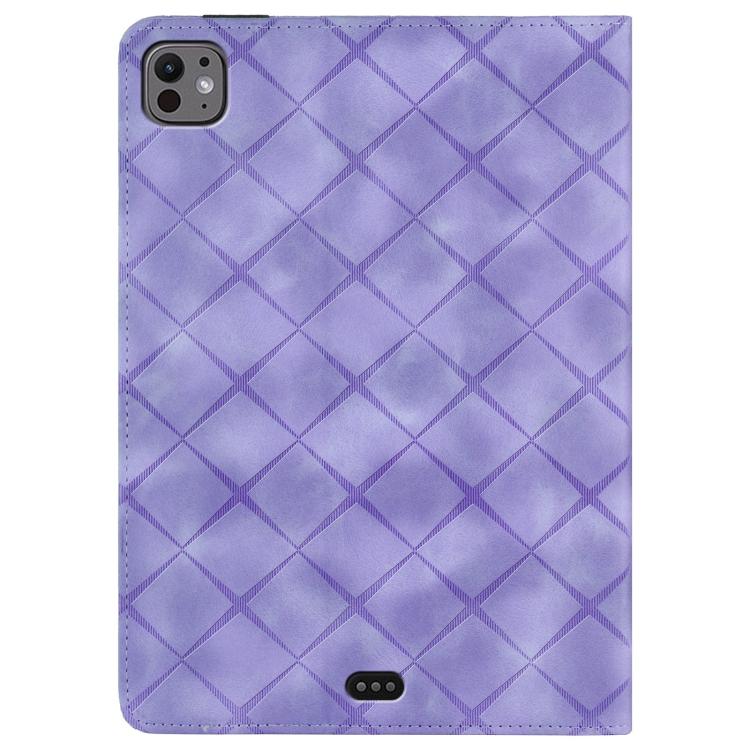 For iPad Air 13 2025 / 2024 / Pro 12.9 Rhombus Embossed Leather Smart Tablet Case(Purple) - iPad Air 13 2025 / 2024 Cases by buy2fix | Online Shopping UK | buy2fix