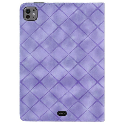 For iPad Air 13 2025 / 2024 / Pro 12.9 Rhombus Embossed Leather Smart Tablet Case(Purple) - iPad Air 13 2025 / 2024 Cases by buy2fix | Online Shopping UK | buy2fix