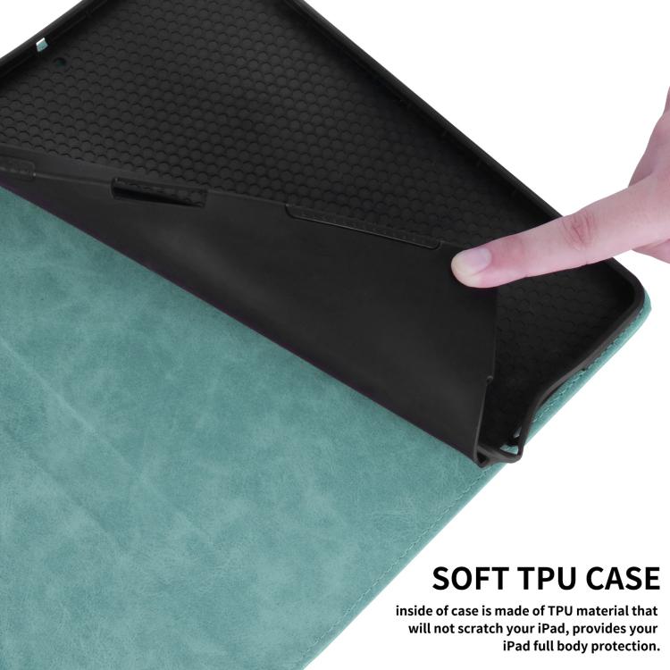 For iPad Air 13 2025 / 2024 / Pro 12.9 Rhombus Embossed Leather Smart Tablet Case(Green) - iPad Air 13 2025 / 2024 Cases by buy2fix | Online Shopping UK | buy2fix