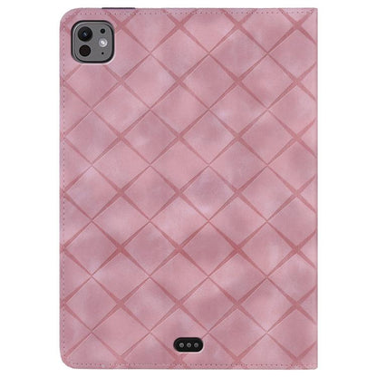 For iPad Pro 11 2024 Rhombus Embossed Leather Smart Tablet Case(Pink) - iPad Pro 11 2024 Cases by buy2fix | Online Shopping UK | buy2fix