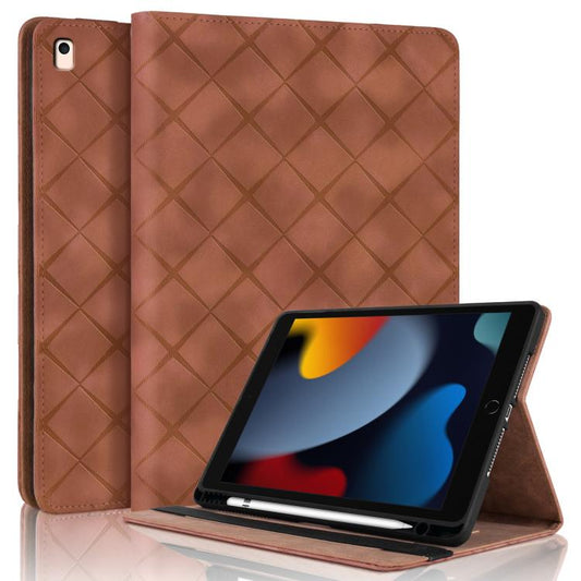 For iPad Air / Air 2 / 9.7 2017 / 2018 Rhombus Embossed Leather Smart Tablet Case(Brown) - iPad 9.7 (2018) & (2017) Cases by buy2fix | Online Shopping UK | buy2fix