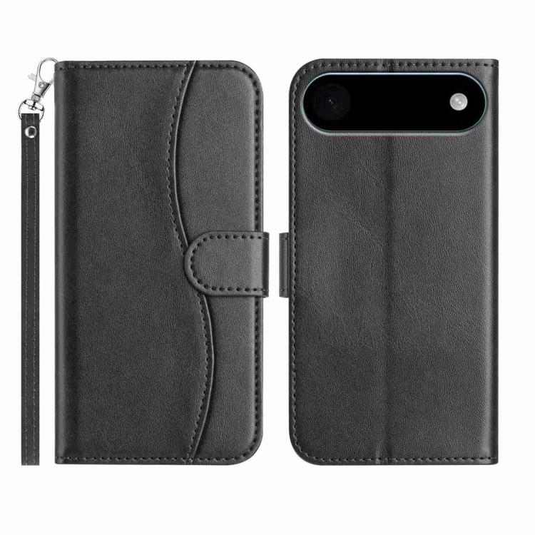 For iPhone Air Dual-Folded S-shape Leather Phone Case(Black) - iPhone Air Cases by buy2fix | Online Shopping UK | buy2fix