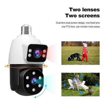 SriHome SH068 E27 4MP HD Dual Lens Light Bulb Camera Outdoor IP66 Waterproof(White) - Light Bulb Camera by SriHome | Online Shopping UK | buy2fix