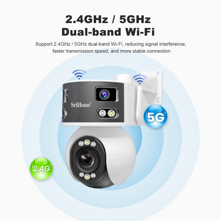 SriHome SH055 8MP HD Multi-lens 5X Optical Zoom Lens Panoramic PTZ Dome Camera(US Plug) - Dome Camera by SriHome | Online Shopping UK | buy2fix