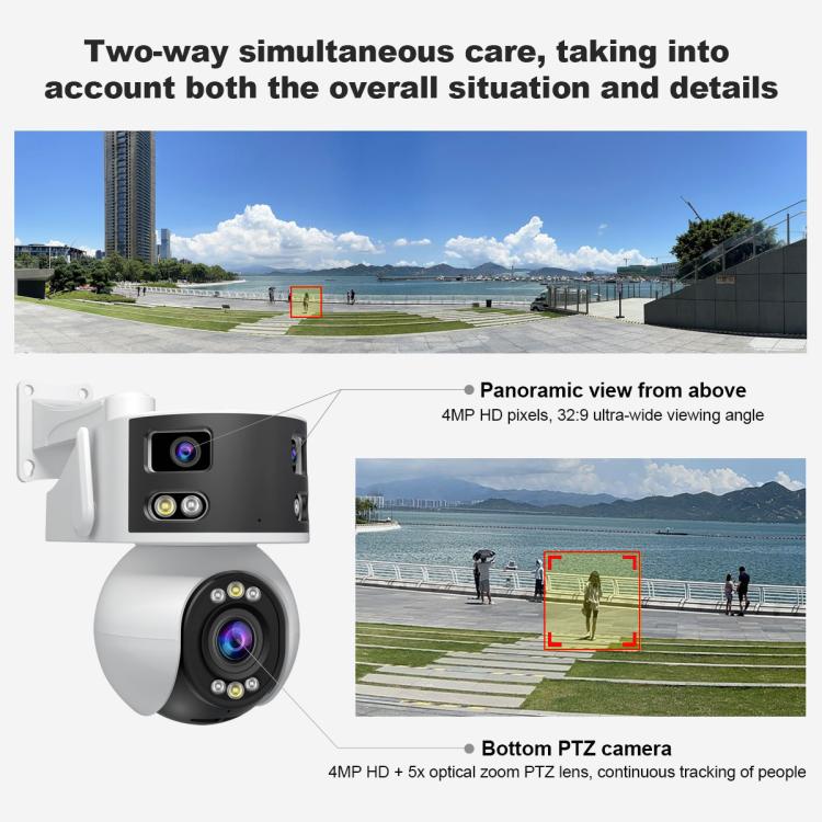 SriHome SH055 8MP HD Multi-lens 5X Optical Zoom Lens Panoramic PTZ Dome Camera(US Plug) - Dome Camera by SriHome | Online Shopping UK | buy2fix