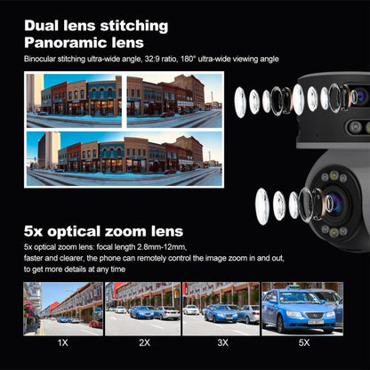 SriHome SH055 8MP HD Multi-lens 5X Optical Zoom Lens Panoramic PTZ Dome Camera(US Plug) - Dome Camera by SriHome | Online Shopping UK | buy2fix