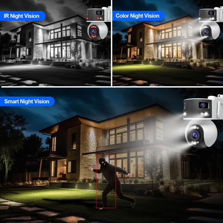 SriHome SH055B 8MP HD Multi-lens Super Wide Angle Panoramic PTZ Dome Camera(US Plug) - Dome Camera by SriHome | Online Shopping UK | buy2fix