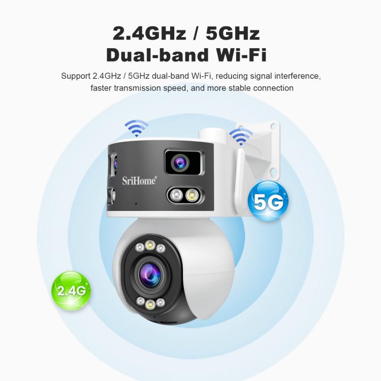 SriHome SH055B 8MP HD Multi-lens Super Wide Angle Panoramic PTZ Dome Camera(US Plug) - Dome Camera by SriHome | Online Shopping UK | buy2fix
