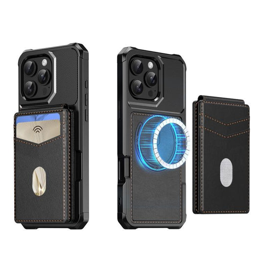 For iPhone 16 Pro Max 2-in-1 Magnetic Wallet MagSafe Leather Back Phone Case(Black) - iPhone 16 Pro Max Cases by buy2fix | Online Shopping UK | buy2fix