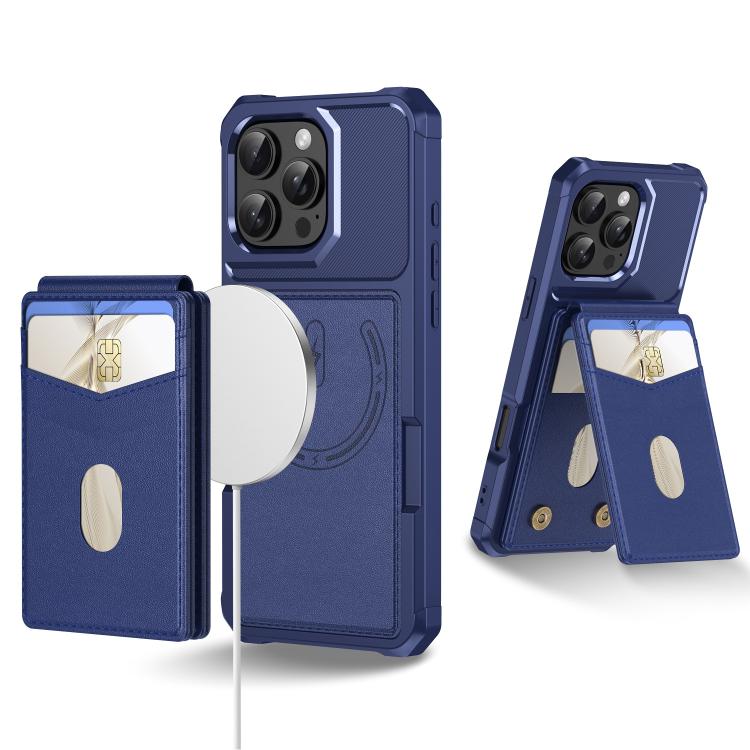 For iPhone 16 Pro Max 2-in-1 Magnetic Wallet MagSafe Leather Back Phone Case(Blue) - iPhone 16 Pro Max Cases by buy2fix | Online Shopping UK | buy2fix