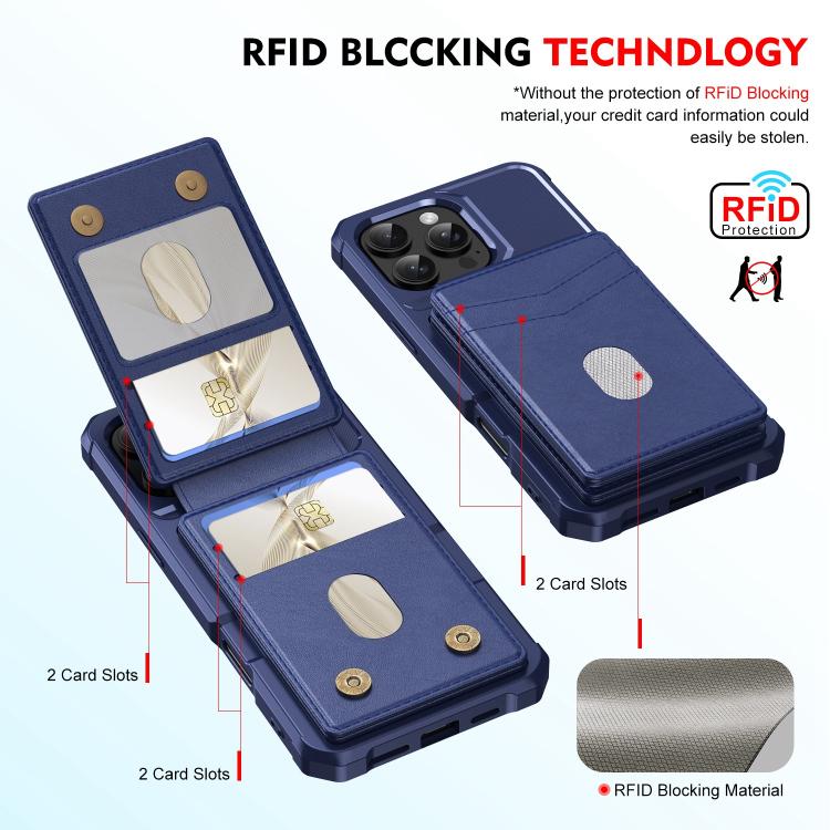 For iPhone 16 Pro Max 2-in-1 Magnetic Wallet MagSafe Leather Back Phone Case(Blue) - iPhone 16 Pro Max Cases by buy2fix | Online Shopping UK | buy2fix