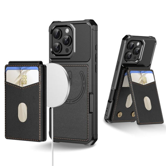 For iPhone 16 Pro 2-in-1 Magnetic Wallet MagSafe Leather Back Phone Case(Black)