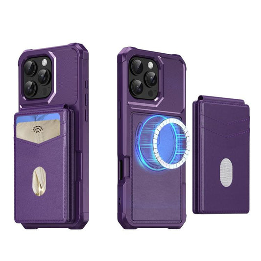 For iPhone 16 Pro 2-in-1 Magnetic Wallet MagSafe Leather Back Phone Case(Purple) - iPhone 16 Pro Cases by buy2fix | Online Shopping UK | buy2fix