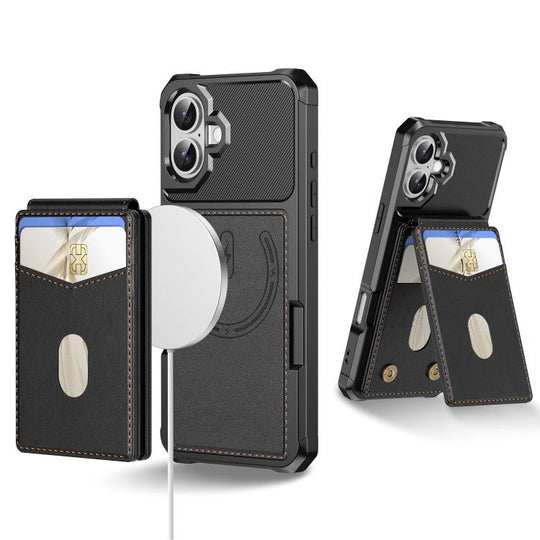 For iPhone 16 Plus 2-in-1 Magnetic Wallet MagSafe Leather Back Phone Case(Black)