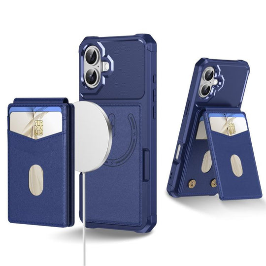 For iPhone 16 Plus 2-in-1 Magnetic Wallet MagSafe Leather Back Phone Case(Blue)