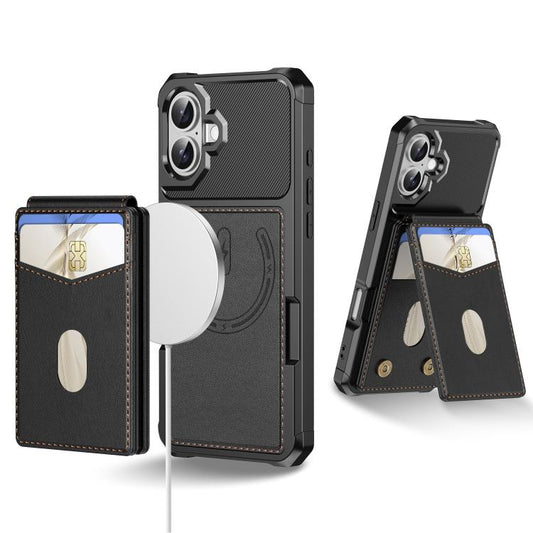 For iPhone 16 2-in-1 Magnetic Wallet MagSafe Leather Back Phone Case(Black) - iPhone 16 Cases by buy2fix | Online Shopping UK | buy2fix