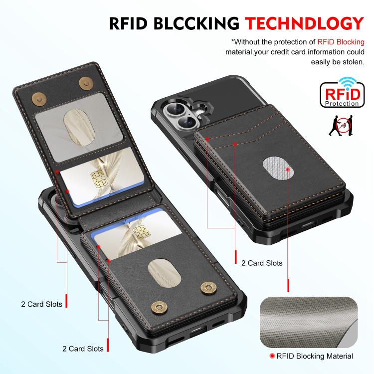 For iPhone 16 2-in-1 Magnetic Wallet MagSafe Leather Back Phone Case(Black) - iPhone 16 Cases by buy2fix | Online Shopping UK | buy2fix