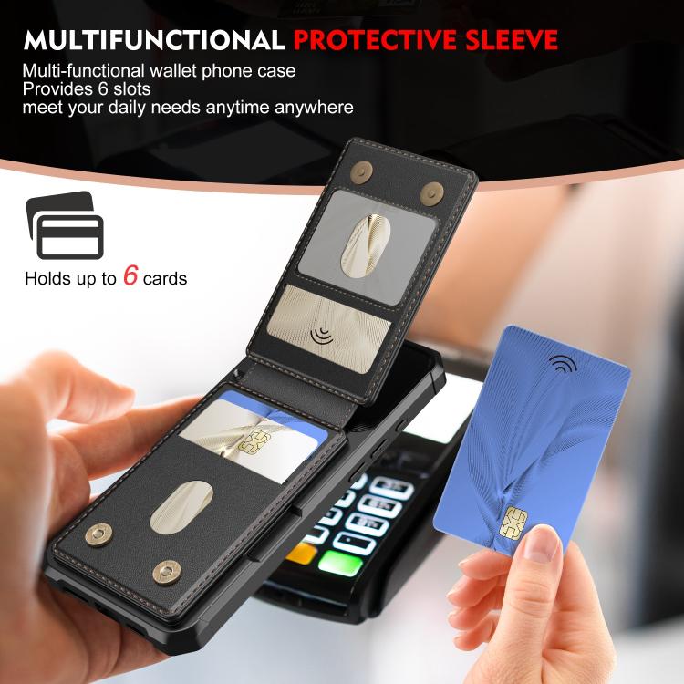 For iPhone 16 2-in-1 Magnetic Wallet MagSafe Leather Back Phone Case(Black) - iPhone 16 Cases by buy2fix | Online Shopping UK | buy2fix
