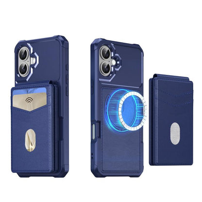 For iPhone 16 2-in-1 Magnetic Wallet MagSafe Leather Back Phone Case(Blue) - iPhone 16 Cases by buy2fix | Online Shopping UK | buy2fix