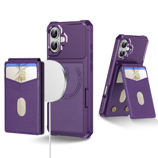 For iPhone 16 2-in-1 Magnetic Wallet MagSafe Leather Back Phone Case(Purple) - iPhone 16 Cases by buy2fix | Online Shopping UK | buy2fix