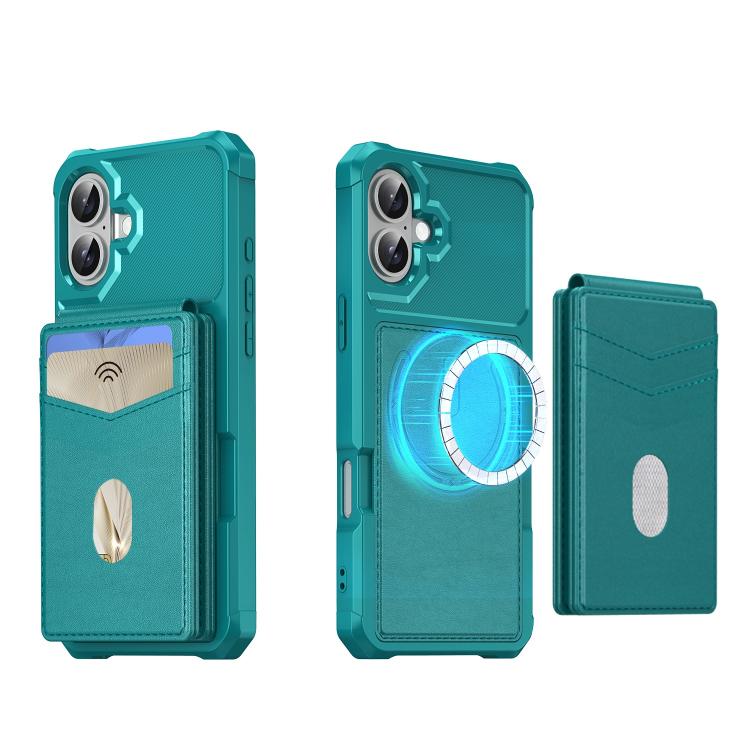 For iPhone 16 2-in-1 Magnetic Wallet MagSafe Leather Back Phone Case(Green) - iPhone 16 Cases by buy2fix | Online Shopping UK | buy2fix