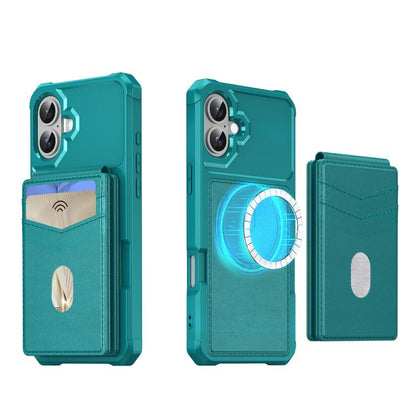 For iPhone 16 2-in-1 Magnetic Wallet MagSafe Leather Back Phone Case(Green) - iPhone 16 Cases by buy2fix | Online Shopping UK | buy2fix