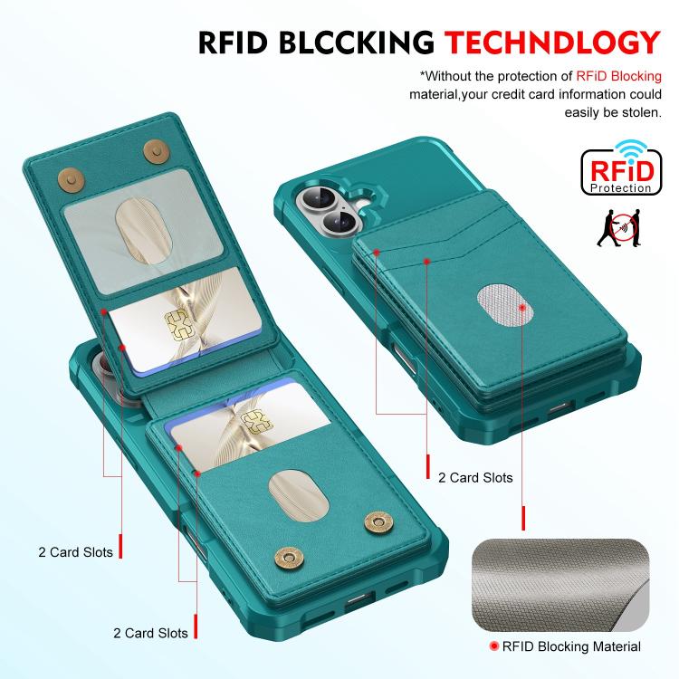 For iPhone 16 2-in-1 Magnetic Wallet MagSafe Leather Back Phone Case(Green) - iPhone 16 Cases by buy2fix | Online Shopping UK | buy2fix