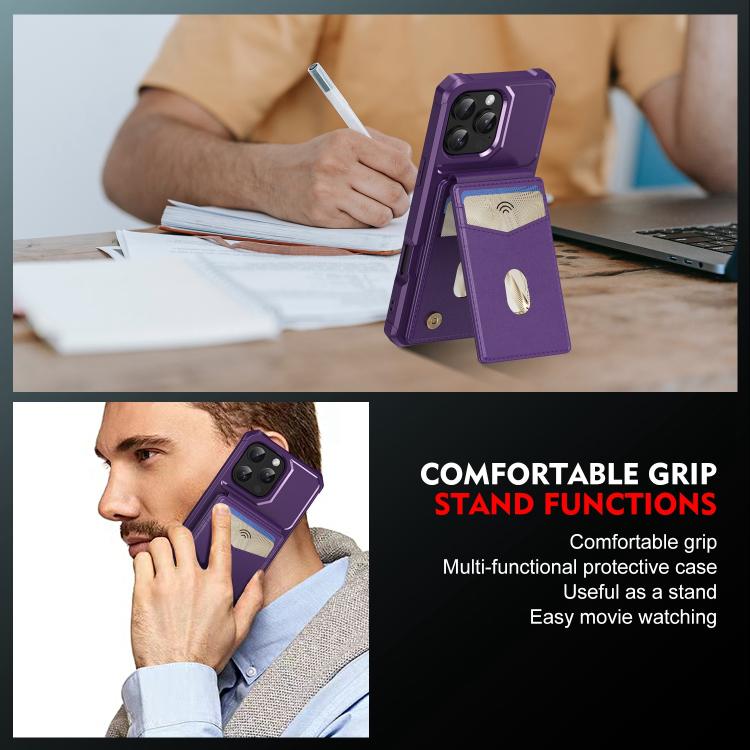 For iPhone 15 Pro 2-in-1 Magnetic Wallet MagSafe Leather Back Phone Case(Purple) - iPhone 15 Pro Cases by buy2fix | Online Shopping UK | buy2fix
