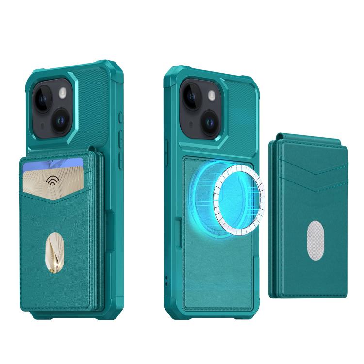 For iPhone 15 2-in-1 Magnetic Wallet MagSafe Leather Back Phone Case(Green) - iPhone 15 Cases by buy2fix | Online Shopping UK | buy2fix