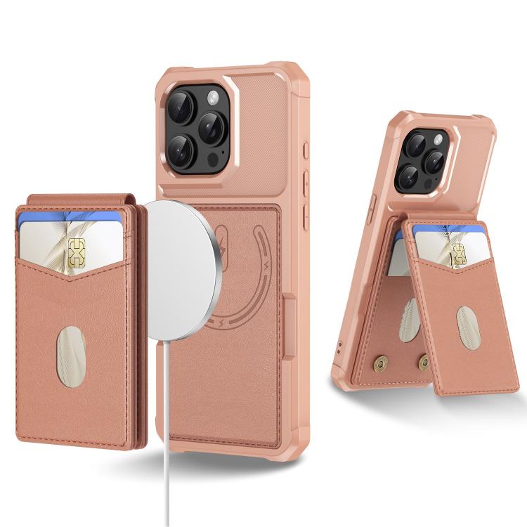 For iPhone 13 Pro Max 2-in-1 Magnetic Wallet MagSafe Leather Back Phone Case(Pink) - iPhone 13 Pro Max Cases by buy2fix | Online Shopping UK | buy2fix