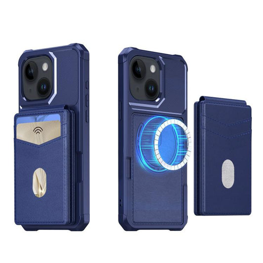For iPhone 13 2-in-1 Magnetic Wallet MagSafe Leather Back Phone Case(Blue) - iPhone 13 Cases by buy2fix | Online Shopping UK | buy2fix
