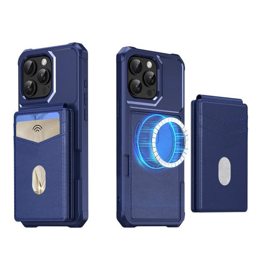 For iPhone 12 Pro Max 2-in-1 Magnetic Wallet MagSafe Leather Back Phone Case(Blue) - iPhone 12 Pro Max Cases by buy2fix | Online Shopping UK | buy2fix