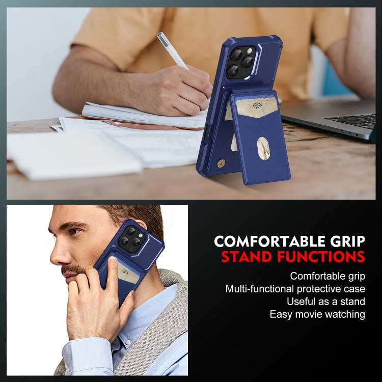 For iPhone 12 Pro Max 2-in-1 Magnetic Wallet MagSafe Leather Back Phone Case(Blue) - iPhone 12 Pro Max Cases by buy2fix | Online Shopping UK | buy2fix