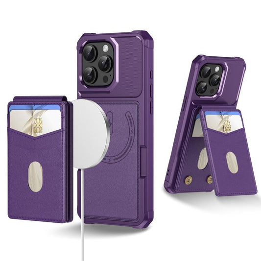 For iPhone 12 Pro Max 2-in-1 Magnetic Wallet MagSafe Leather Back Phone Case(Purple) - iPhone 12 Pro Max Cases by buy2fix | Online Shopping UK | buy2fix