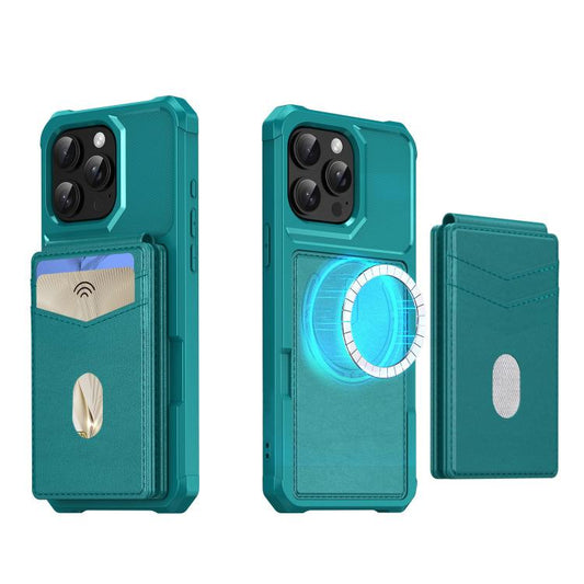 For iPhone 12 Pro Max 2-in-1 Magnetic Wallet MagSafe Leather Back Phone Case(Green) - iPhone 12 Pro Max Cases by buy2fix | Online Shopping UK | buy2fix