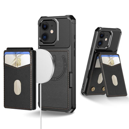 For iPhone 11 2-in-1 Magnetic Wallet MagSafe Leather Back Phone Case(Black) - iPhone 11 Cases by buy2fix | Online Shopping UK | buy2fix