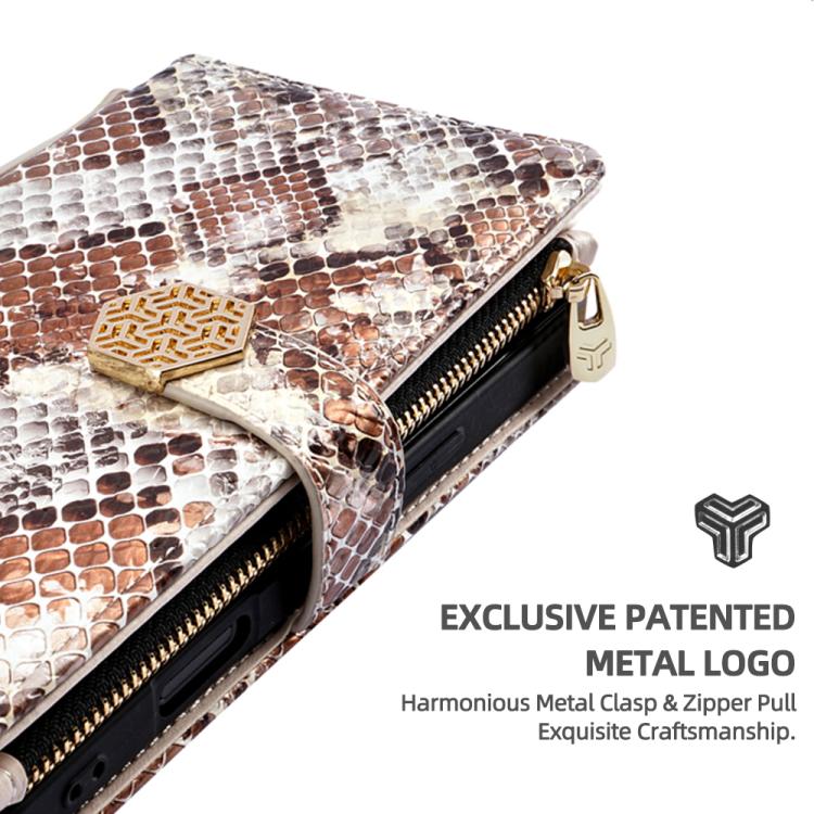 For iPhone 16 Pro Max Crossbody Handle Snake Texture Leather Phone Case(White) - iPhone 16 Pro Max Cases by buy2fix | Online Shopping UK | buy2fix