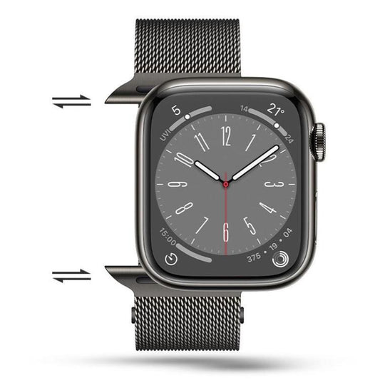 For Apple Watch 46mm / 49mm / 45mm / 44mm Kalebol Semi-circular Milanese Stainless Steel Strap(Vintage Gold) - Watch Bands by Kalebol | Online Shopping UK | buy2fix