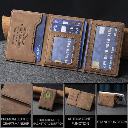 Prismatic Leather Horizontal Magnetic Wallet Card Bag Case(Yellow) - Adhesive Card Holders by buy2fix | Online Shopping UK | buy2fix