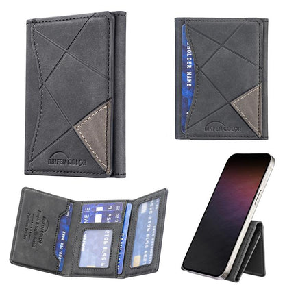 Prismatic Leather Horizontal Magnetic Wallet Card Bag Case(Black) - Adhesive Card Holders by buy2fix | Online Shopping UK | buy2fix