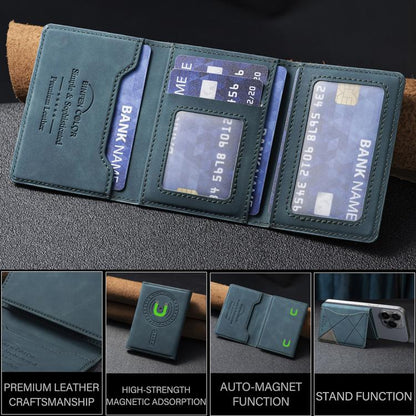 Prismatic Leather Horizontal Magnetic Wallet Card Bag Case(Green) - Adhesive Card Holders by buy2fix | Online Shopping UK | buy2fix
