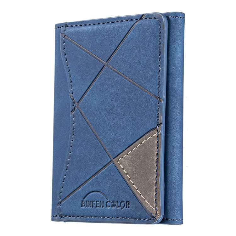 Prismatic Leather Horizontal Magnetic Wallet Card Bag Case(Blue) - Adhesive Card Holders by buy2fix | Online Shopping UK | buy2fix