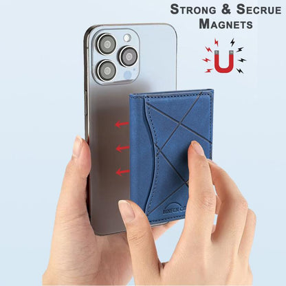 Prismatic Leather Horizontal Magnetic Wallet Card Bag Case(Blue) - Adhesive Card Holders by buy2fix | Online Shopping UK | buy2fix