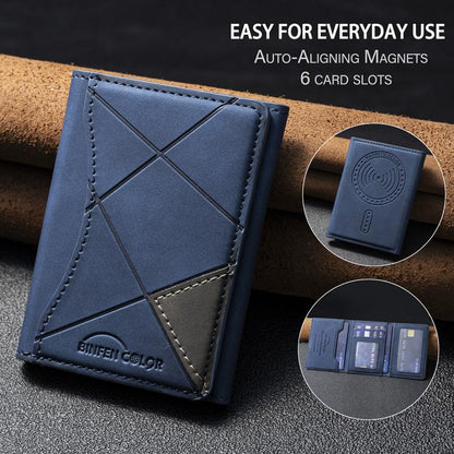 Prismatic Leather Horizontal Magnetic Wallet Card Bag Case(Blue) - Adhesive Card Holders by buy2fix | Online Shopping UK | buy2fix