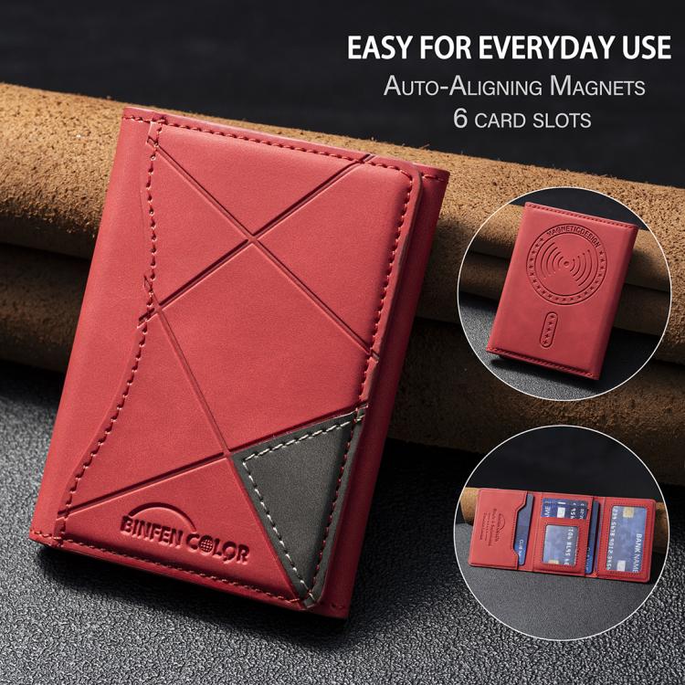 Prismatic Leather Horizontal Magnetic Wallet Card Bag Case(Red) - Adhesive Card Holders by buy2fix | Online Shopping UK | buy2fix