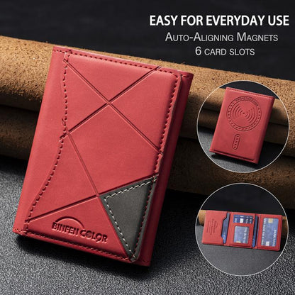 Prismatic Leather Horizontal Magnetic Wallet Card Bag Case(Red) - Adhesive Card Holders by buy2fix | Online Shopping UK | buy2fix
